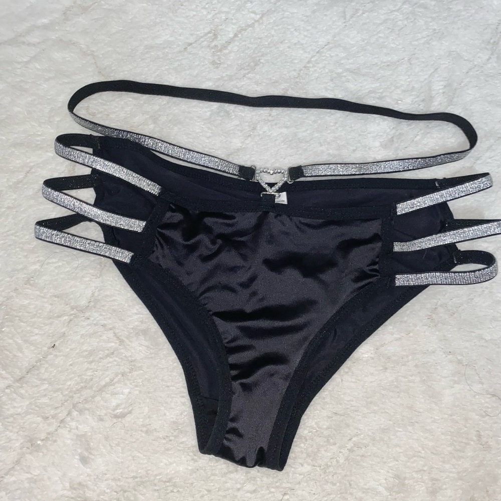 Elegant satin  Black and Silver  panty